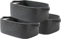KALLAX Small Woven Basket, 14 x 10 x 5.6 Inches, Small Storage Baskets for Organizing, Gift Baskets Empty, Cute Rope Shelf Closet Storage Bins for Shelves, Dog Toy Basket, Dark Grey
