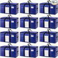 TAILI 12 Pack Dark Blue Extra Large Moving Bags, Heavy Duty Totes with Visible Window, Wrap Around Handles, Great for Space-Saving
