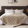 WDCOZY Faux Fur Throw Blanket Striped Super Soft Cozy Fluffy Luxurious Blankets Couch Bed Sofa Chair Home Decor Warm Furry Fall Winter Plush Lightweight Rabbit Fur Bubble Blanket 60