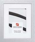 Craig Frames Essentials, Modern 1 Inch Wide 14 x 22 Inch Brushed Silver Picture Frame Matted to Display a 11 x 17 Inch Photo