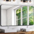 FORBATH Large Bathroom Mirror 36 x 55 Inches,Black Large Wall Mirror Aluminum Frame Wall Mounted Rounded Corner Morndern Mirror for Bathroom Bedroom Entryway Living Room