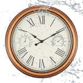 12 inch Outdoor Wall Clock, Plastic Waterproof Wall Clock with Temperature & Humidity for Patio Garden Home