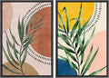 SIGNFORD Framed Canvas Print Wall Art Set Geometric Mid-Century Circle Plants Abstract Shapes Illustrations Modern Art Decorative Zen Bohemian for Living Room, Bedroom, Office - 16