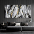 KLAKLA Abstracr Wall Art for Office - Black Wall Decor Gold White Gray Abstracr Canvas Wall Art - Bedroom Art Painting Picture Artwork for Wall - 20x40 Inches