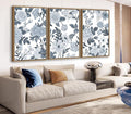 Large Framed Canvas Wall Art - Natural Float Framed Rustic Grey White Flowers Pictures Decor Gray Blue Leaves Artwork Prints for Bedroom Living Room Kitchen Home Office Decoration 72