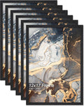 Engineered Wood 12x17 Picture Frame Set of 6, Black Frame for 12 x 17 Inch Picture Poster Photo, Light Weight 12 by 17 Frame with Wood-grain for Wall - 6 Pack/Black/12 x17