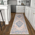 vivorug Runner Rug 2'x8' Machine Washable Non-Slip Runners for Hallways Kitchen Entryway Laundry Room Vintage-Inspired Carpet Hallway Runner Pink