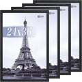 VCK 24x36 Poster Frames Black 4 Pack, Textured Exclusive Solid Wood Picture Frame, Wall Gallery Frame