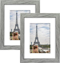 8x10 Picture Frame Set of 2, Grey Photo Frame of Rustic Style, Multi 8 by 10 Photo Frame for Wall or Tabletop Display - 5x7 Frame with Mat or 8x10 Without Mat