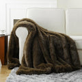 BATTILO HOME Luxury Fluffy Olive Green Faux Fur Throw Blanket, Cozy Warm Fur Blanket for Couch, Sofa, Chair, Bed, Plush Fuzzy Fur Throws with Long Pile, 50