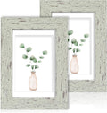 5x7 Picture Frame Set of 2, Made of Real Glass and Sage Green Wooden Frame - Display Pictures 4x6 with Mat or 5x7 Without Mat, 5 by 7 Photo Frame for Wall or Tabletop Display