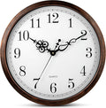 Bernhard Products Large Wall Clock 18 Inch Silent Non Ticking Movement Quartz Battery Operated Round Easy to Read Decorative Classic Brown Home/Kitchen/Office/Classroom/School Clocks, Black Numbers