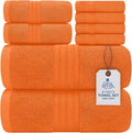 DAN RIVER 8 PC Luxury Bath Towels for Bathroom, 2 Bath, 2 Hand, and 4 Wash Cloths, 600 GSM 100% Ring Spun Cotton Towel Set, Highly Absorbent, Gym, Hotel, and Spa, Orange