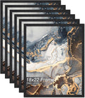Engineered Wood 18x22 Picture Frame Set of 6, Black Frame for 18 x 22 Inch Picture Poster Photo, Light Weight 18 by 22 Frame with Wood-grain for Wall - 6 Pack/Black/18 x22