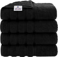 American Soft Linen Luxury 4 Piece Bath Towel Set, 600 GSM 100% Cotton Turkish Bath Towels for Bathroom, 27x54 in Extra Large Bathroom Shower Towels, Black