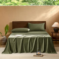 EVERLY Full Sheets Set,Luxuriously 400 Thread Count Organic Viscose Derived from Bamboo Bed Sheet,Cooling Sheets for Full Size 4 Piece Deep Pockets Bedding Sheets &Pillowcases-Olive Green