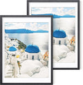 Axeman 18x24 Poster Frame with Mat for 16x20, Solid Oak Wood Picture Frame with Tempered Glass, Wooden 18''x24'' Minimalist Photo Frame with Free Wall Hooks for Art Photo and Prints, Set of 2, Black