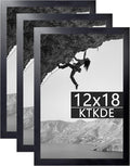 KTKDE 12x18 Picture Frame Black Wooden 3 Pack,Poster Frame with Polished Plexiglass, Studio Gallery Wall Hanging Posters & Best gift