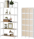 Crofy No Assembly Folding Bookshelf for Living Room, 5 Tier White Collapsible Book Shelf for Home Office, Portable Bookcase Storage Organizer
