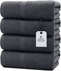 DAN RIVER Bath Towels Set of 4, 27 x 54 Inches, 100% Cotton, Larger & Lighter Weight, Quicker to Dry, Super Soft and Absorbent, Ideal Cotton Bath Towels for Daily Use, Charcoal