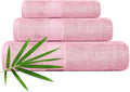 3PC Bathroom Towels Set for Face and Body, Sensitive Skin Pink Luxury Towels Set for Adult Students Kids Baby, Super Soft Highly Absorbent Towels Set for Bathroom 3 PC