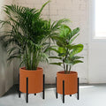 ARNIS Modern Plant Pots, Set of 2 Large Planters with Stand, Decorative Planters, Metal Pots with Drainage Holes for Living Room, Office, Garden or Balcony, 8.25 &10.5 Inch