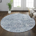 vivorug Round Rug 6ft Vintage-Inspired Round Area Rug Non-Slip Indoor Carpet for Living Room Bedroom Entryway, Stain Resistant Home Decor Circle Rug, Blue Medallion