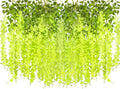 24 Pack Artificial Fake Wisteria Vine Ratta (3.75 Feet) Hanging Garland Silk Flowers String Home Party Wedding Decor (Green)