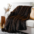 BATTILO HOME Luxury Brown Faux Fur Throw Blanket, Large Soft Warm Cozy Fuzzy Fluffy Fur Blankets and Throws for Bed, Home Decor, King Size Fur Blanket with Long Pile, 60