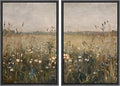 MUDECOR Framed Canvas Print Wall Art Set Golden Meadow Wildflowers Rustic Floral Field Landscape Illustrations Modern Art Decorative Bohemian Zen for Living Room, Bedroom, Office - 16