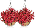 BIHRTC Artificial Fake Hanging Plants Flowers with Basket 12inch Artificial Botanical Silks Look Real FlowersOrange Daisy in Hang Planter for Porch Patio Balcony Home Outside Garden Decoration
