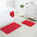 YHF Bathroom Rug Set 2 Piece, Extra Thick & Soft Microfiber Shaggy, Machine Washable Bath Mats, Absorbent Bath Rugs, Non-Slip Rubber Backing Bath Mat for Bathroom Floor, Tub and Shower, Red