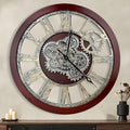 HOIBAI 18 Inch Big Moving Gears Farmhouse Vintage Rustic Roman Oversized Wall Clock for Home Bedroom Kitchen Decor