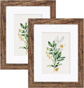 8x10 Picture Frame Set of 2, Made of Real Glass and Rustic Brown Wooden Frame - Display Picture 5x7 with Mat or 8x10 Without Mat, 8 by 10 Photo for Wall or Tabletop