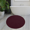MAYSHINE Round Bath Mat Non-Slip Chenille 3 Feet Shaggy Bathroom Rugs Extra Soft and Absorbent Perfect Plush Carpet for Living Room Bedroom, Machine Wash/Dry-Burgundy