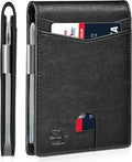 Zitahli Slim Wallet for Men Gifts 12 Card Slots ID Window With Money Clip Minimalist RFID Front Pocket Bifold Leather Small Thin Gift Box Dad Birthday Christmas Regalos Hombres
