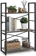 CAPHAUS 3 Tier Small Bookshelf, 24 Inch Width Free Standing Shelf, Bookcase Shelf Storage Organizer, Industrial Book Shelves for Home Office, Living Room, Dark Grey Shelves & Metal Frame