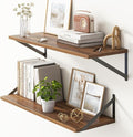 10 Inch Deep Floating Shelves, Walnut Floating Shelves 30 Inch Long, Rustic Wood Wall Shelves 30