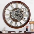 HOIBAI Farmhouse Vintage Industrial Oversized Wall Clock - 24 in (60cm) Moving Gear Wall Clock for Living Room Decor