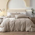 JIYUAN 100% Washed Cotton Duvet Cover Set 3 PCS Cal King, 1 Duvet Cover 104
