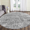 vivorug Round Rug 6ft Vintage-Inspired Round Area Rug Non-Slip Indoor Carpet for Living Room Bedroom Entryway, Stain Resistant Home Decor Circle Rug, Grey Medallion