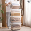 Stackable Plastic Storage Bins with Lids,Container to Organize Shoes and Crafts on Closet Shelves,Garage, Totes, Tubs Boxes Organizing 4 Pack (4XL)