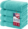 American Veteran Towel, Hand Towels for Bathroom Set of 4, 100% Cotton Turkish Hand Towel Sets Clearance Prime, Soft Drying Hand Face Towels, Turquoise Blue Hand Towels