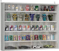 HOMCOM 5-Tier Display Cabinet, Glass Door Cabinet with Adjustable Shelves, Wall-Mounted Display Case for Playroom, Bedroom, Gray