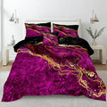 Black Gold Comforter Set Hot Pink Marble Bedding Set King Size Black Marble Stone Abstract Artwork Bedroom Decor Black Marble Comforter Sets for All Season