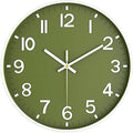 Modern Wall Clock, 10 Inch Digital Wall Clocks Battery Operated, Round Non Ticking Silent Analog Clock for Bedroom Living Room Kitchen Office Gym Classroom Decor, Olive Green