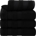 American Soft Linen Salem 100% Cotton Turkish 4 Piece Hand Towels for Bathroom, 600 GSM Soft Absorbent Quickdry Hand Face Towel Set, Black