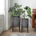 Oakrain Planters for Indoor Plants, Set of 2 Modern Planter with Stand, Decorative Metal Planter Pots for Living Room, Office, Garden, Balcony, 8