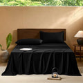 EVERLY Twin Sheets Set,Luxuriously 400 Thread Count Organic Viscose Derived from Bamboo Bed Sheet,Cooling Sheets for Twin Size 3 Piece Deep Pockets Bedding Sheets &Pillowcases-Black