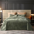 Velvet Quilt Queen Size,Luxurious Cross Stitch Old World Look Quilted Velvet Comforter Bedspread Coverlet with Brushed Back,Ultra Soft Cozy Warm for All Season,Grayish Green,Queen